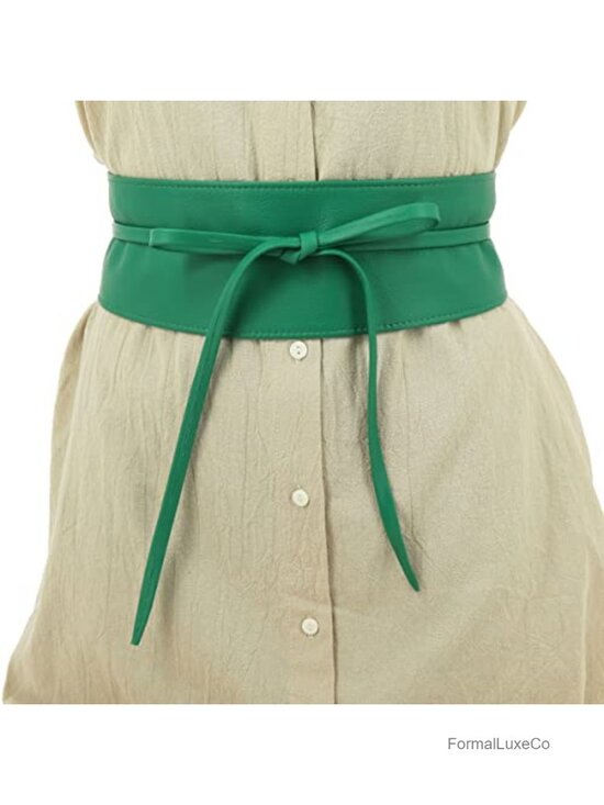 Italian Full-Grain Leather Obi Belt - Adjustable Wide Belt